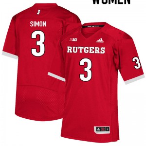 Women Scarlet Knights #3 Evan Simon Scarlet Official Jersey 962953-806