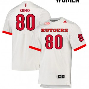 Womens Rutgers University #80 Frederik Krebs White Player Jersey 523485-935