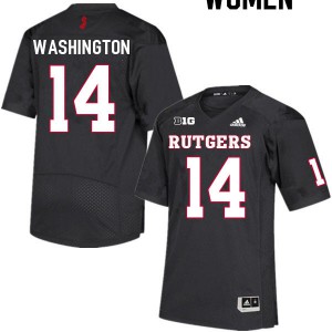 Women Rutgers #14 Isaiah Washington Black Official Jerseys 179527-709