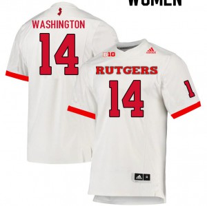 Womens Rutgers #14 Isaiah Washington White University Jerseys 785429-450