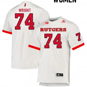 Women's Rutgers University #74 Isaiah Wright White Football Jersey 265451-317