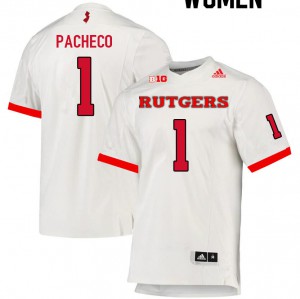 Women's Scarlet Knights #1 Isaih Pacheco White Official Jerseys 210084-952
