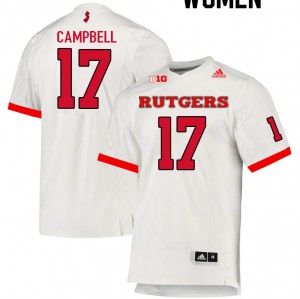 Women's Rutgers University #17 Jameer Campbell White College Jersey 964996-807