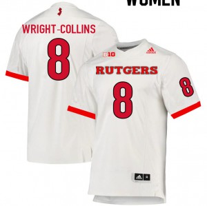 Women's Scarlet Knights #8 Jamier Wright-Collins White High School Jerseys 217134-783