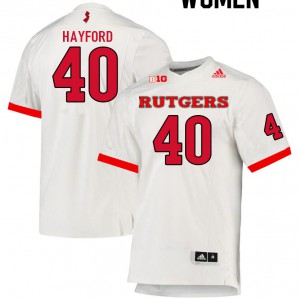Women Rutgers University #40 Joe Hayford White Stitched Jersey 670458-395