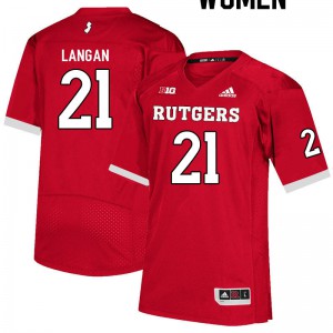 Women Rutgers Scarlet Knights #21 Johnny Langan Scarlet Embroidery Jersey 249437-273