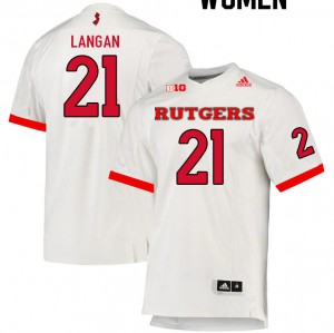 Women Rutgers Scarlet Knights #21 Johnny Langan White College Jerseys 158105-801