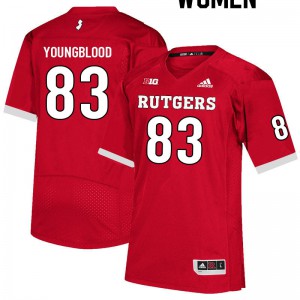 Womens Rutgers University #83 Joshua Youngblood Scarlet Official Jersey 688549-807