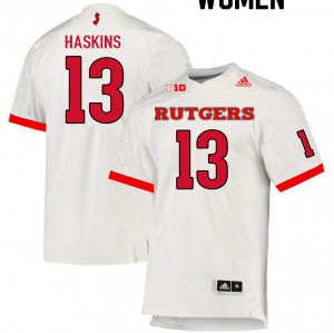 Women's Rutgers Scarlet Knights #13 Jovani Haskins White Official Jersey 272641-994