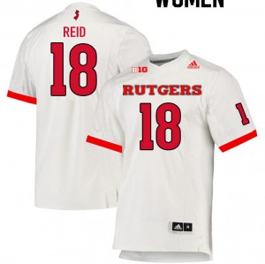 Womens Rutgers University #18 Keenan Reid White University Jersey 516289-951