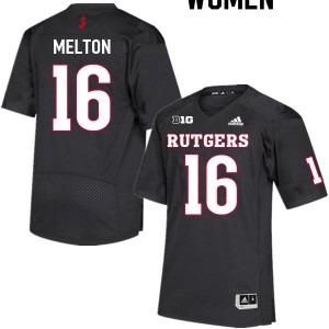 Womens Rutgers University #16 Max Melton Black Official Jerseys 746261-480