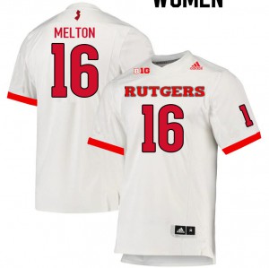 Women's Rutgers #16 Max Melton White University Jerseys 349270-777