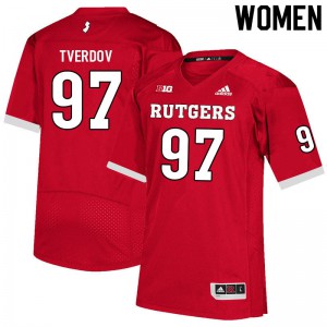 Women's Rutgers #97 Mike Tverdov Scarlet NCAA Jersey 744703-939