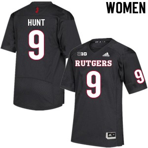 Womens Rutgers University #9 Monterio Hunt Black Embroidery Jersey 188404-351