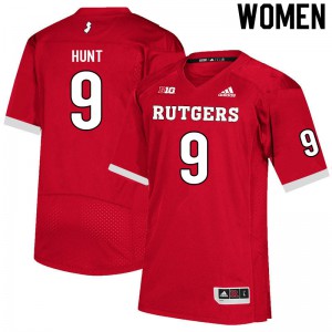 Women Rutgers Scarlet Knights #9 Monterio Hunt Scarlet Alumni Jerseys 557158-535