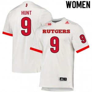 Womens Rutgers Scarlet Knights #9 Monterio Hunt White Alumni Jersey 825544-759