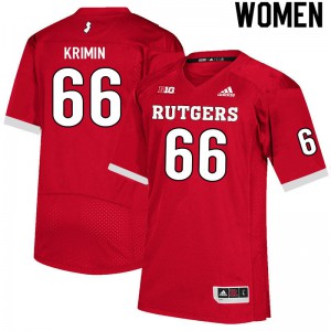 Women Rutgers #66 Nick Krimin Scarlet Official Jersey 528047-497