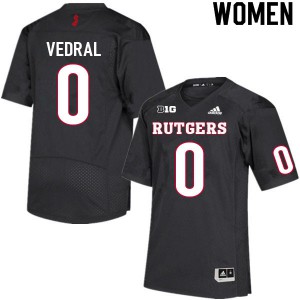 Womens Rutgers #0 Noah Vedral Black Embroidery Jersey 260024-552