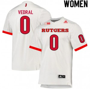 Women's Rutgers Scarlet Knights #0 Noah Vedral White Alumni Jerseys 396224-364