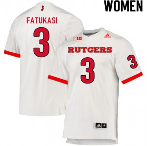 Women Rutgers Scarlet Knights #3 Olakunle Fatukasi White Stitched Jersey 246852-695