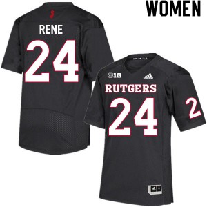 Women's Rutgers #24 Patrice Rene Black Football Jersey 859598-921