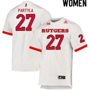 Womens Rutgers University #27 Piotr Partyla White University Jerseys 258668-833