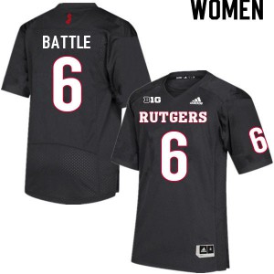 Women's Rutgers Scarlet Knights #6 Rashawn Battle Black College Jersey 946502-745