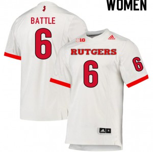 Womens Scarlet Knights #6 Rashawn Battle White NCAA Jerseys 863826-536