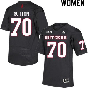 Women's Rutgers University #70 Reggie Sutton Black Official Jerseys 979147-639