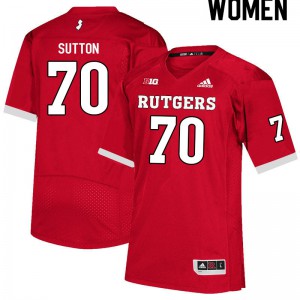 Womens Rutgers University #70 Reggie Sutton Scarlet Embroidery Jersey 677230-311