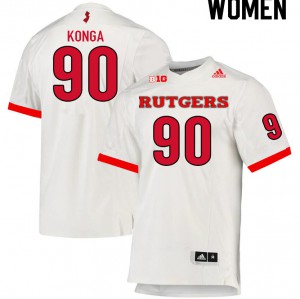Women Scarlet Knights #90 Rene Konga White Official Jersey 765115-668