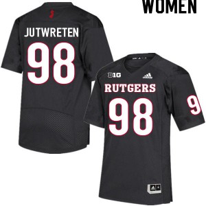 Women's Scarlet Knights #98 Robin Jutwreten Black Embroidery Jerseys 514084-547
