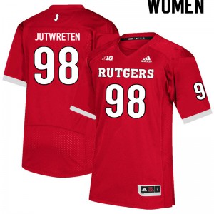 Women's Rutgers Scarlet Knights #98 Robin Jutwreten Scarlet Official Jerseys 851665-494