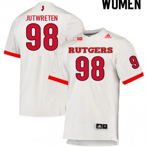 Women's Scarlet Knights #98 Robin Jutwreten White Embroidery Jersey 303372-865