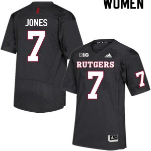 Women Rutgers #7 Shameen Jones Black Football Jersey 792833-934