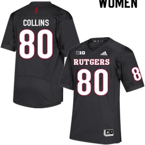 Women's Rutgers #80 Shawn Collins Black Football Jerseys 566144-366