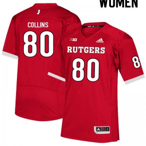 Womens Rutgers #80 Shawn Collins Scarlet High School Jerseys 372650-681