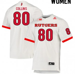 Womens Rutgers #80 Shawn Collins White Embroidery Jerseys 118897-258