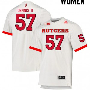 Womens Rutgers #57 Stanley Dennis II White College Jerseys 420250-705