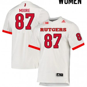 Womens Scarlet Knights #87 Tahjay Moore White Stitch Jersey 983732-668