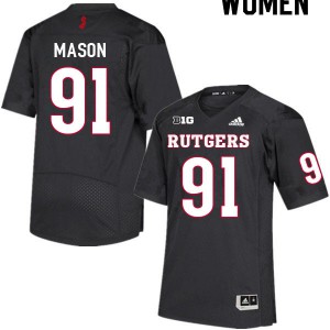 Women's Rutgers #91 Tijaun Mason Black Player Jersey 751299-454