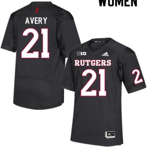 Women's Rutgers Scarlet Knights #21 Tre Avery Black Football Jersey 420491-317