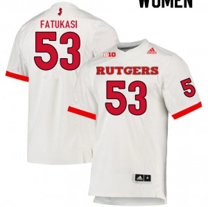 Womens Rutgers #53 Tunde Fatukasi White NCAA Jerseys 276428-524