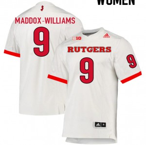 Womens Rutgers Scarlet Knights #9 Tyreek Maddox-Williams White Embroidery Jerseys 405090-819