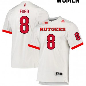 Women Rutgers University #8 Tyshon Fogg White Alumni Jerseys 420495-506