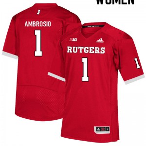 Womens Rutgers Scarlet Knights #1 Valentino Ambrosio Scarlet Player Jersey 773157-943