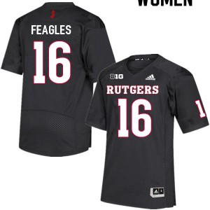 Women's Rutgers #16 Zach Feagles Black Football Jerseys 193821-765