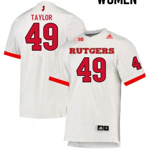 Womens Rutgers #49 Zack Taylor White NCAA Jerseys 491655-904