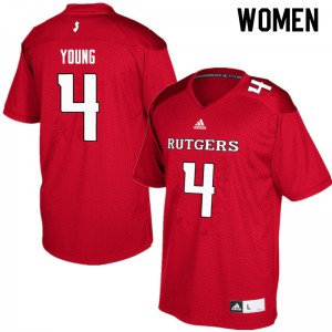 Women Rutgers Scarlet Knights #4 Aaron Young Red Player Jersey 709017-969