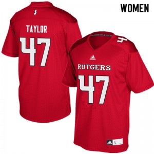 Womens Rutgers University #47 Bill Taylor Red High School Jerseys 366685-184